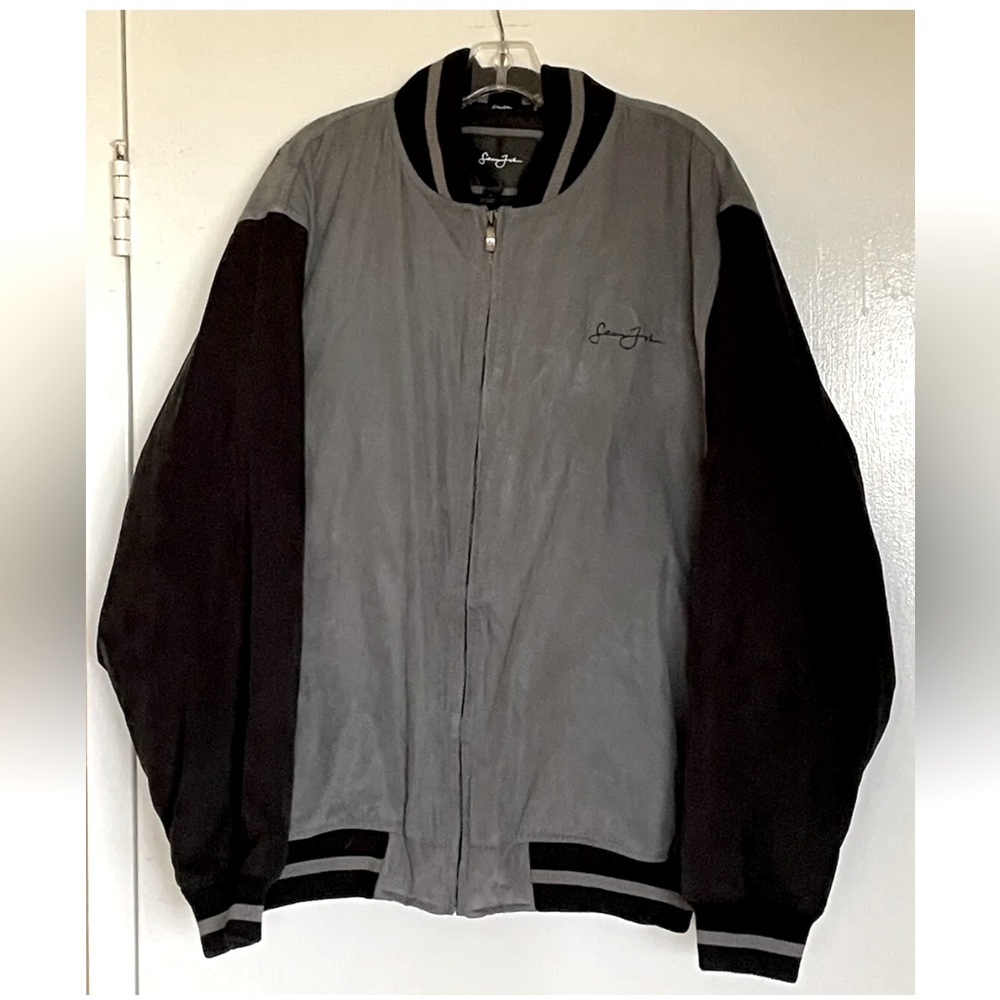 Sean John Men's Varsity Bomber Jacket Coat 
Vintage 90s Size XL Black/Gray